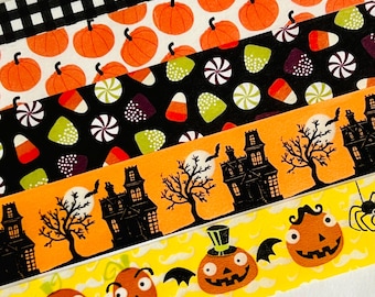 Halloween, candy, corn, pumpkins , Jack-O- lanterns, spiders, haunted house, spooky, creepy, diagonal stripes, washi tape SAMPLES