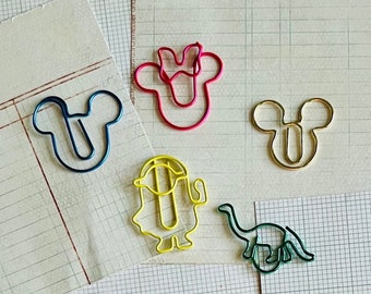 Mouse, animal, dinosaur, paperclip, page marker, book marker