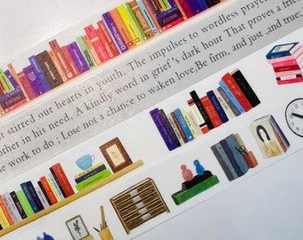 Books, Library, librarian, school, office, book club, text, washi tape,  SAMPLE