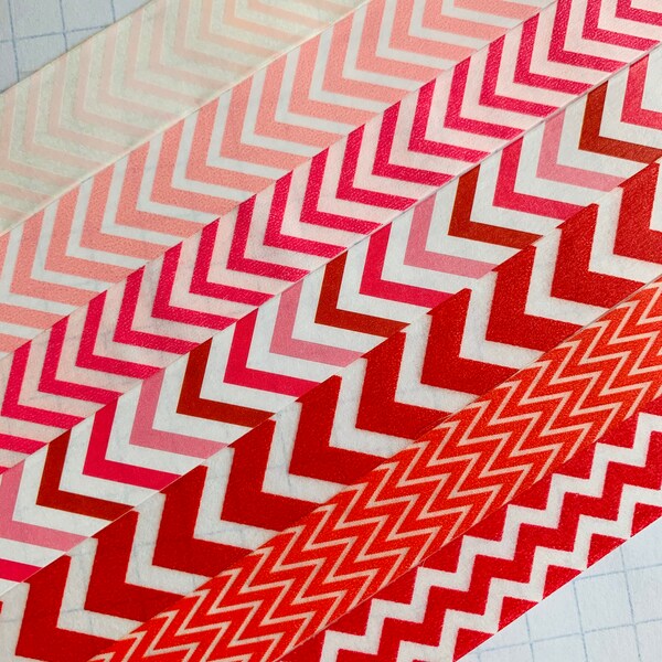 Red, white, pink, zig zag, chevron, washi tape samples