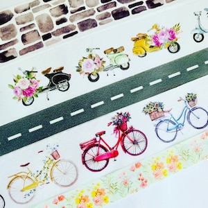Vespa, scooter, bike, road, floral, Italy, washi tape SAMPLE