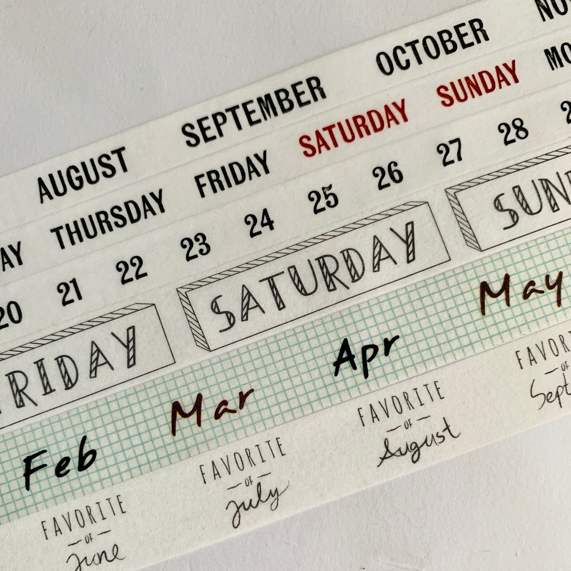 BENBO 6 Rolls Calendar Washi Tape Set Date Day Week Month Number Calendar  Decorative Patterned Marking Scrapbook Tape Masking Tape for Planning  Goals