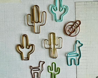 Cactus, swirl, paperclip, book marker, page marker