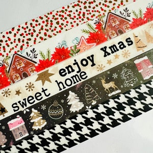 Noel, Christmas, trees, gingerbread house, ornaments, deer, gold foil, houndstooth, dots, Sweet home, washi tape, SAMPLES