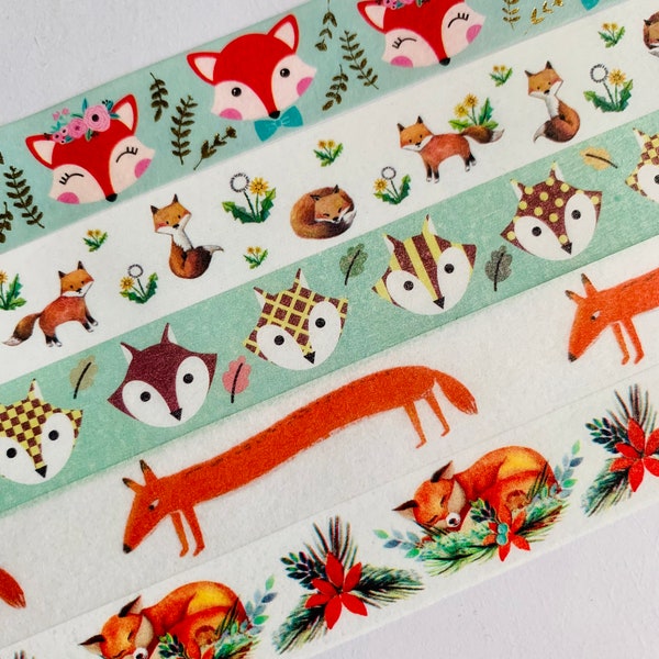 Forest animals, foxes, fox, bears, bunnies, washi tape SAMPLES