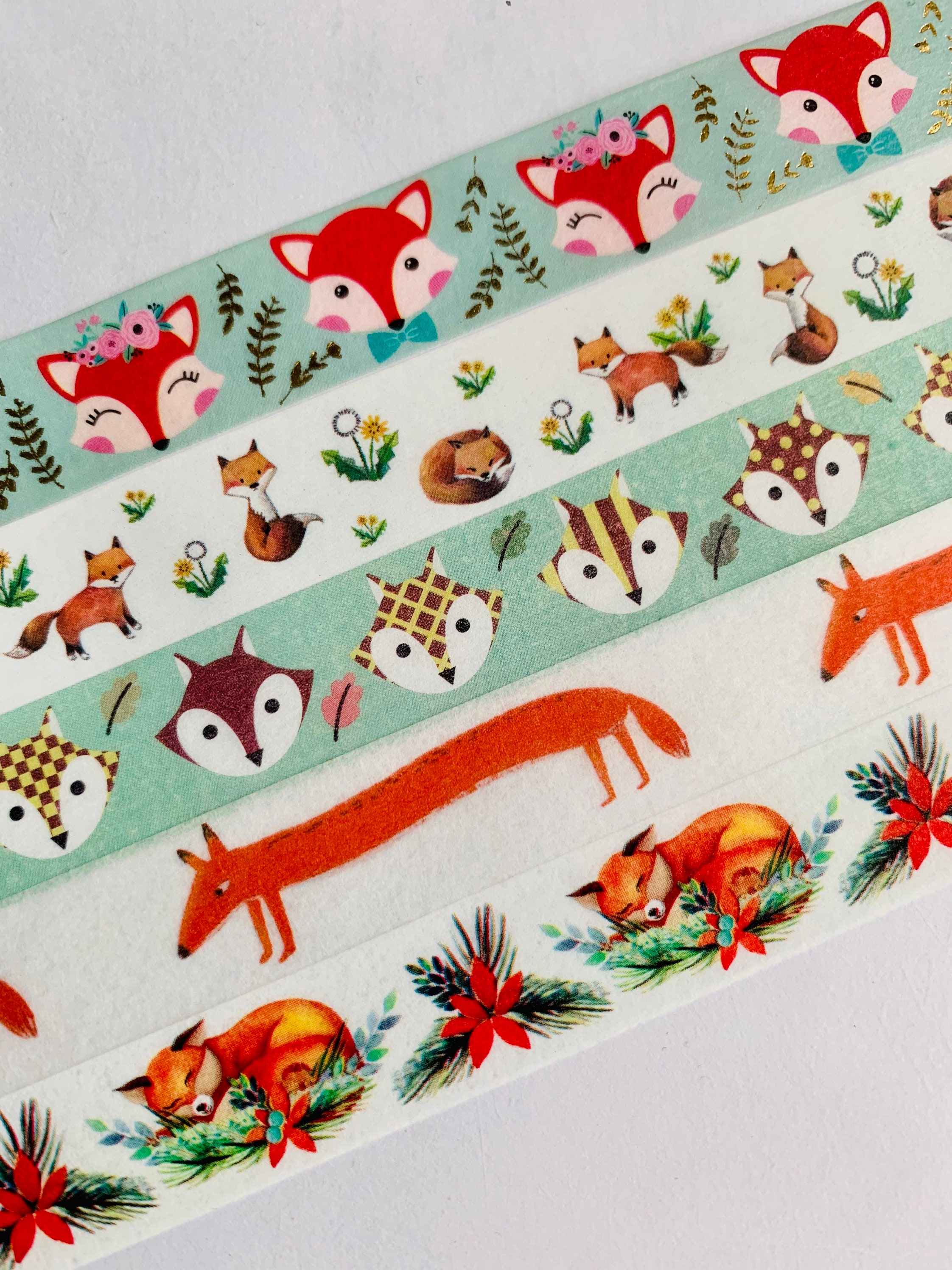 Forest animals, foxes, fox, bears, bunnies, washi tape SAMPLES
