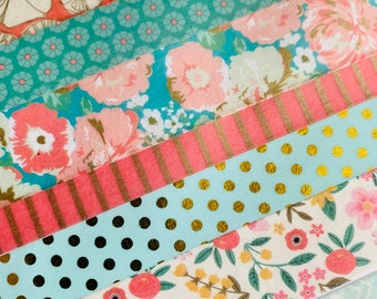Floral, gold foil, dots, stripes, lattice, garden, washi tape, SAMPLES
