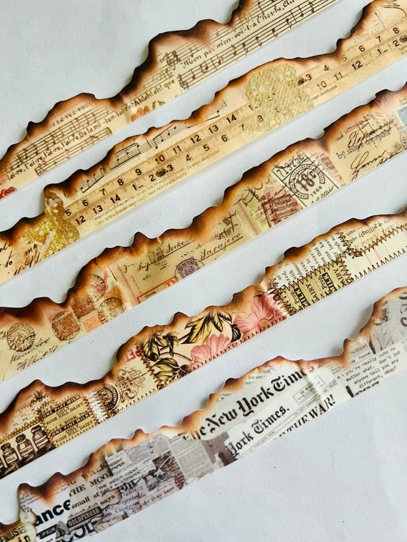Vintage, burnt, edges, distressed, old world, music notes, maps, stamps, newspaper, collage, washi tape, sample