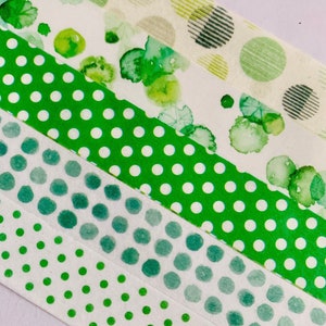 Green and white, Spring, dots, watercolor, washi tape SAMPLES