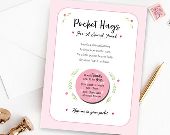 Friendship Pocket Hug gift including a Thinking of You Hug Token displaying 'Friends are like Stars' Quote