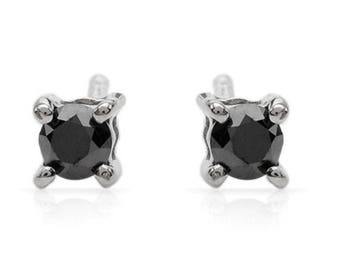 Black Diamond Earrings, Black Diamond, Silver Earrings, Silver Earrings with Diamond, Silver and Black Diamond