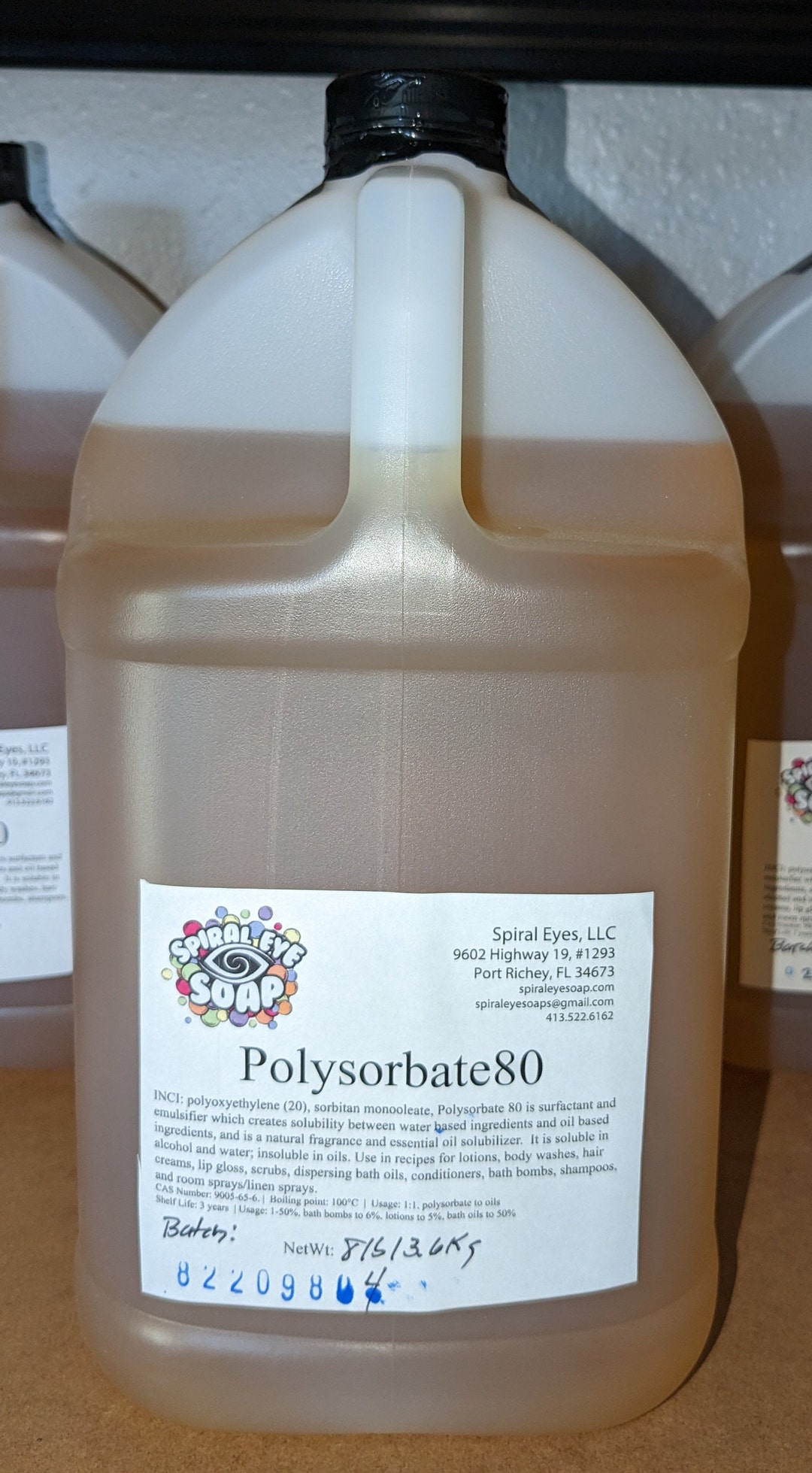 Polysorbate 80 tween80 8lb, Gallon Jug, Cosurfactant, Cosmetic