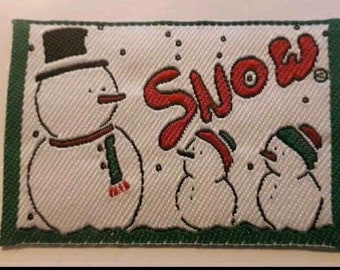 Snowman patches, two to choose from, rectangular, for sewing embellishment, scrapbooking, children's decoration