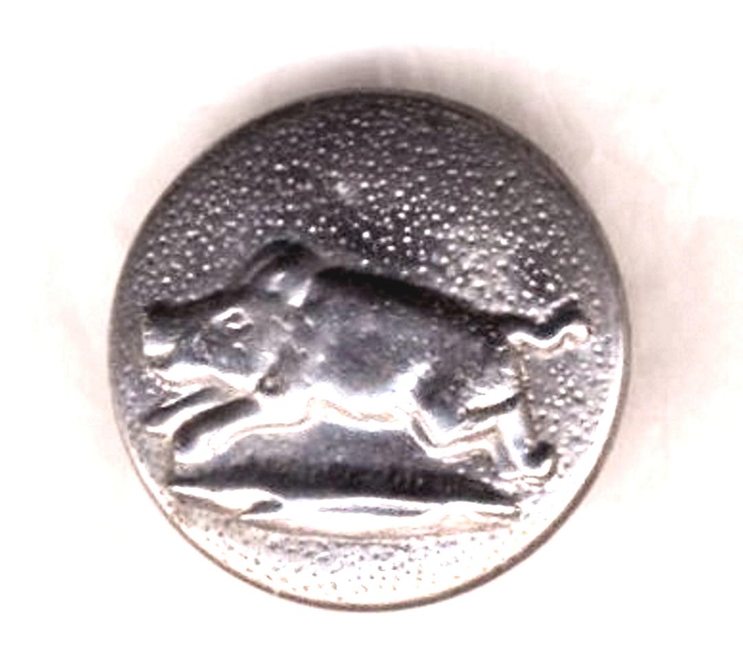 Antique Wild Boar Button, Shiny Black Metal, Diameter 24 Mm, Forest or ...