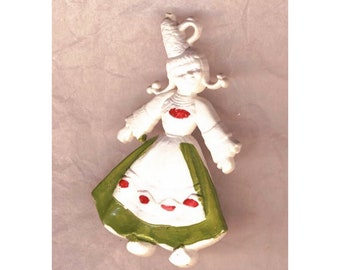 Broche petite-fille ou poupée en costume folklorique breton, bijouterie fantaisie, kawai, ludique