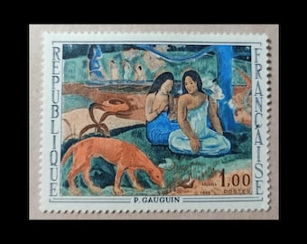 Grand timbre Paul Gauguin, 40/50 mm, art moderne, Tahiti, portraits de femmes, vahinés, pour collage, décoration objets, philatélie 1999