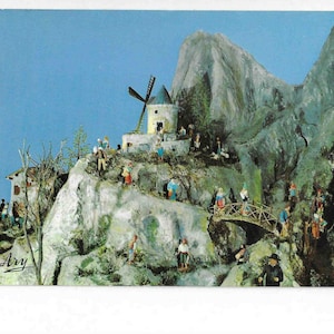 Carte santons de Provence, reproduction d'une scène traditionnelle de Noël, éditée à Marseille, vintage français années 60, collection