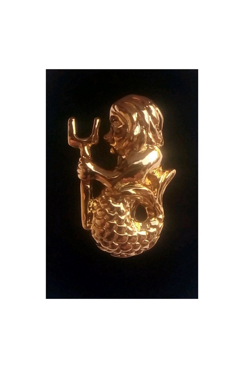 Petite broche dorée Poseïdon dieu de la mer bijouterie image 0
