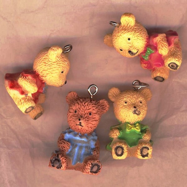 Pendentifs ourson, Teddy Bear à noeud papillon, 3 couleurs au choix, bijou pour enfant ou porte-clef kawaï