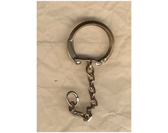 Key ring with chain, silver metal, various creative supplies and accessories