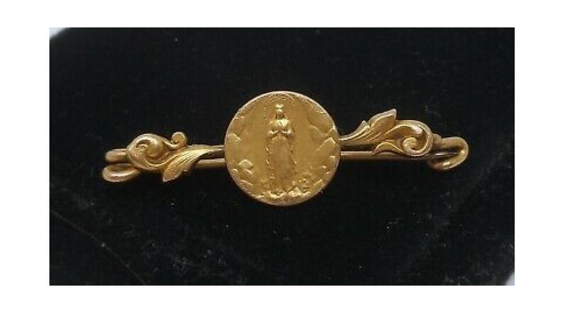 Broche religieuse Madonne bijou certifié plaqué or image 3