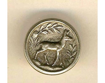 Young doe or fawn button in gilded bronze metal, 16 millimeters, hunting button, vintage French, couture, collection