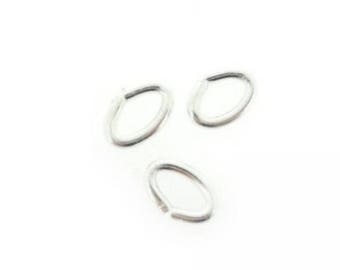 Fifty open oval rings in light silver metal 3/5 mm, jewelry findings, charm attachments, jewelry creation