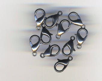 Diez cierres para collares o pulseras con mosquetones, plata clara 12 mm, fornituras para creación de bisutería, material de liquidación
