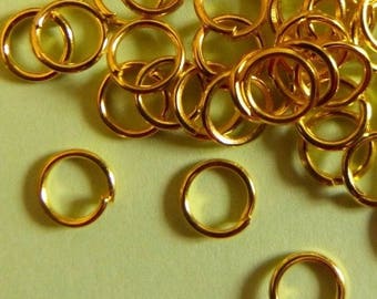 Anneaux dorés ouverts 3 et 4 millimètres, cinquante anneaux de jonction pour création en bijouterie, fournitures, apprêts