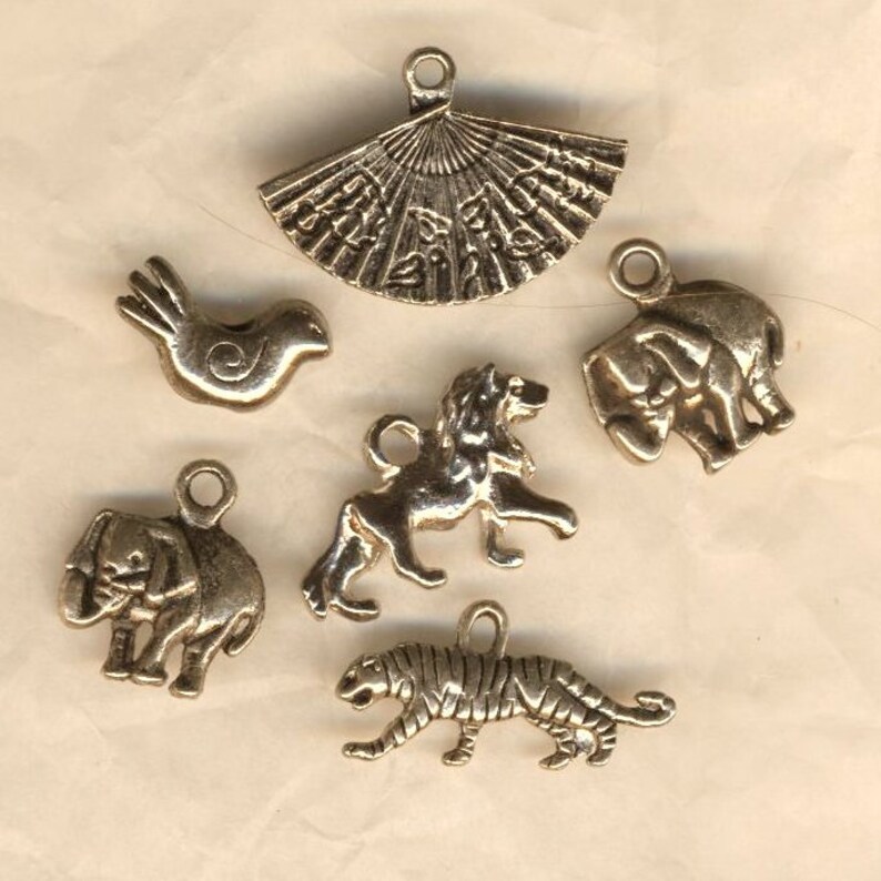 Charms argentés lot varié six breloques pour bracelet image 0