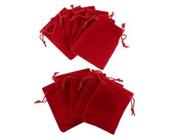 Pochette in velluto rosso ciliegia o bordeaux, 9/7 cm, per conservare o regalare un gioiello, tagliamonete, trucchi o un messaggio