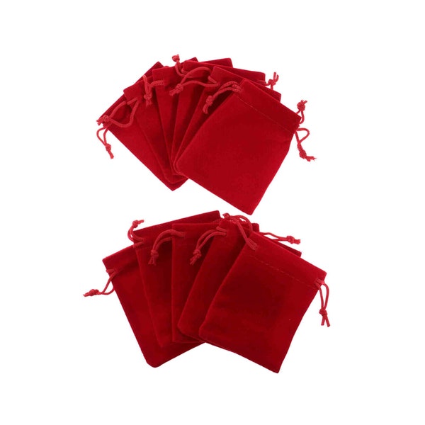 Cherry red or burgundy velvet pouch, 9/7 cm, to store or offer a piece of jewellery, slip coins, make-up or a message