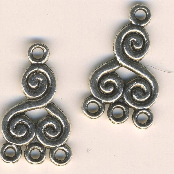 Deux pendants connecteurs triskels celtiques en métal argenté, fournitures pour création bijouterie fantaisie, boucles d'oreille