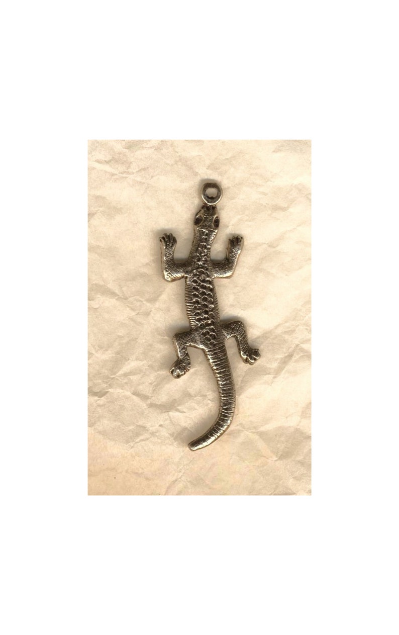 Grand pendentif lézard en argent tibétain création de bijoux image 0
