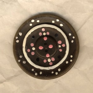 Vintage button, huge button, hand painted button,  rustic button, sewing, scrapbooking