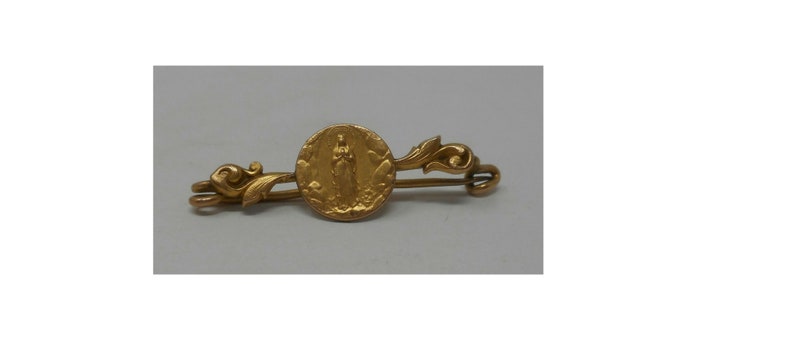 Broche ancienne Madonne bijou certifié plaqué or cadeau image 0