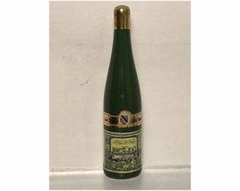 3D bean bottle of Alsace wine, 5 cm green enameled ceramic, galette des rois or collection for window display, Epiphany, unique piece