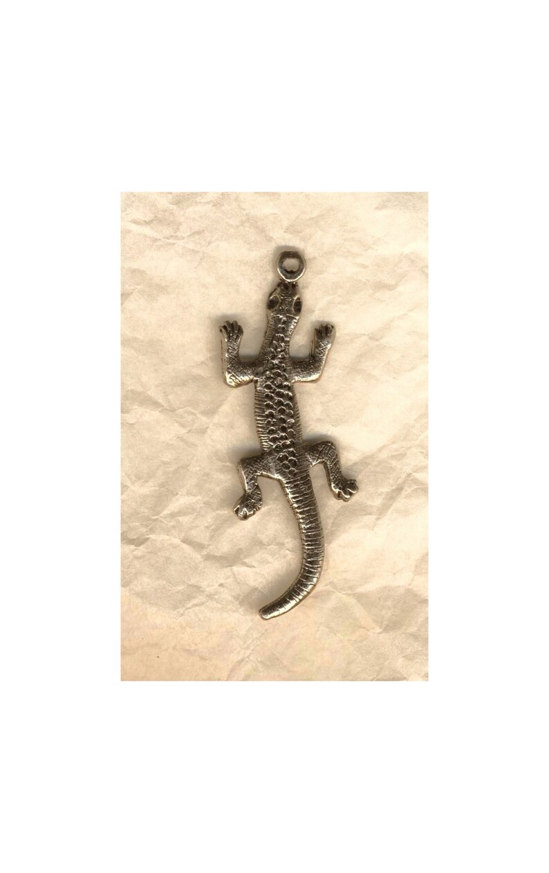 Grand pendentif lézard en argent tibétain création de bijoux image 0