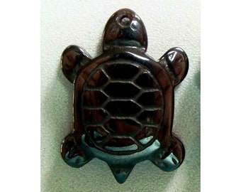 Pendentif tortue noire en hématite, 20 sur 26 mm, reptile en pierre dure à reflet argenté pour création de bijoux, colliers, bracelets