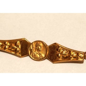 Joan of Arc Saint and Warrior Brooch, Gold Plated Metal, Religious, Historical Heroine, Christian, Unisex Gift, Vintage French