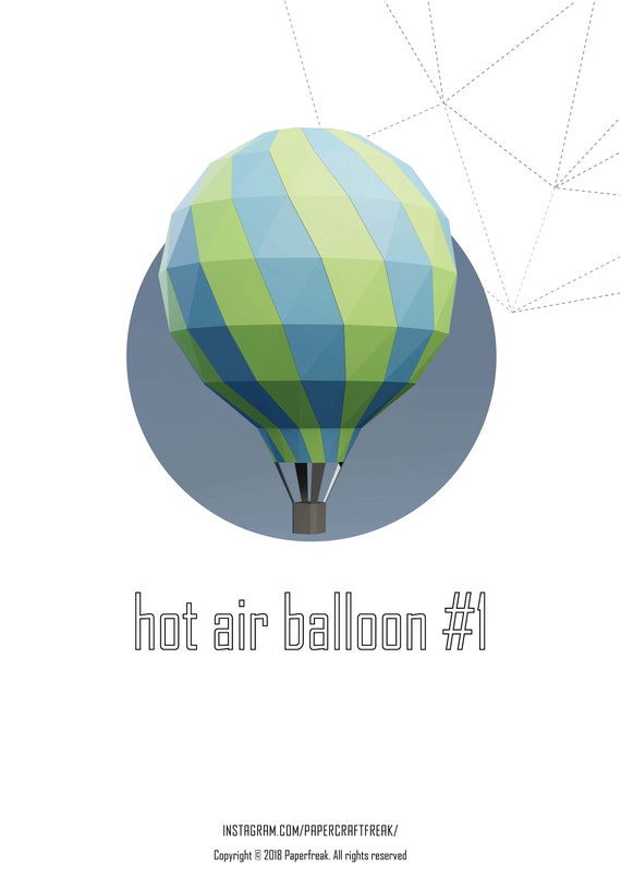 Download Papercraft 3d Hot Air Balloon Pack Pepakura Low Poly Paper Etsy