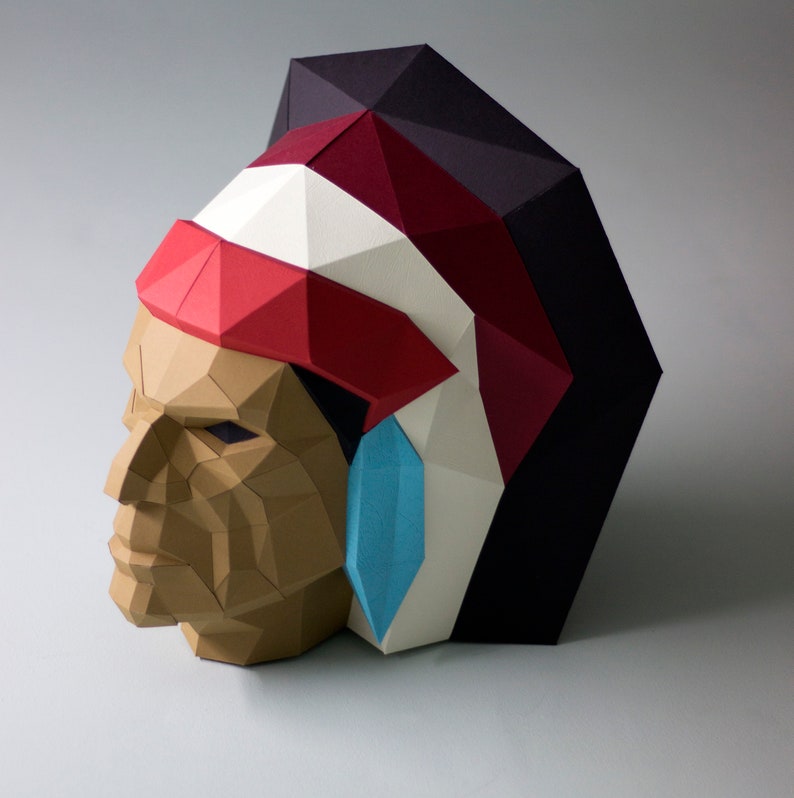 3d papercraft native american Chicago Blackhawks chief Etsy