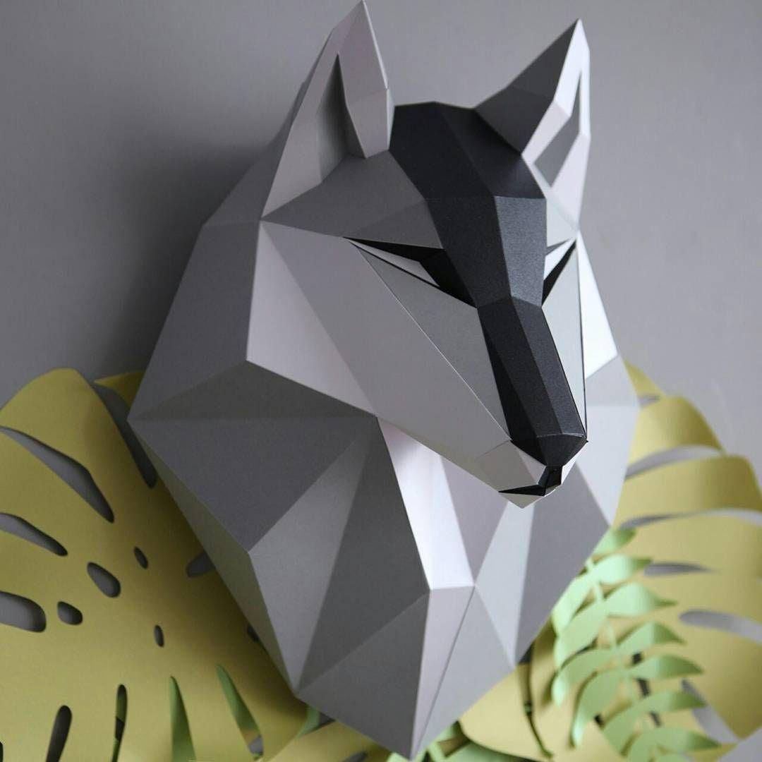 Wolf Head Low Poly D Paper Sculpture Papercraft Model From Etsy | My ...