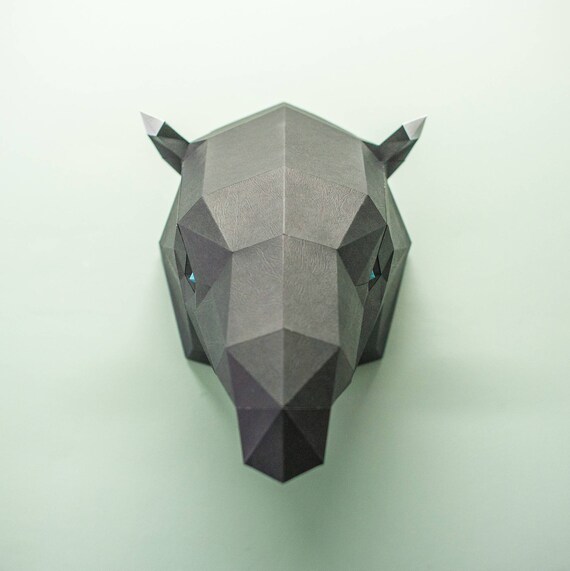 Papercraft Malayan Tapir Pepakura Low Poly Paper Sculpture Diy Wall Decor Gift Decor For Home And Office Pepakura Pattern Template Animals