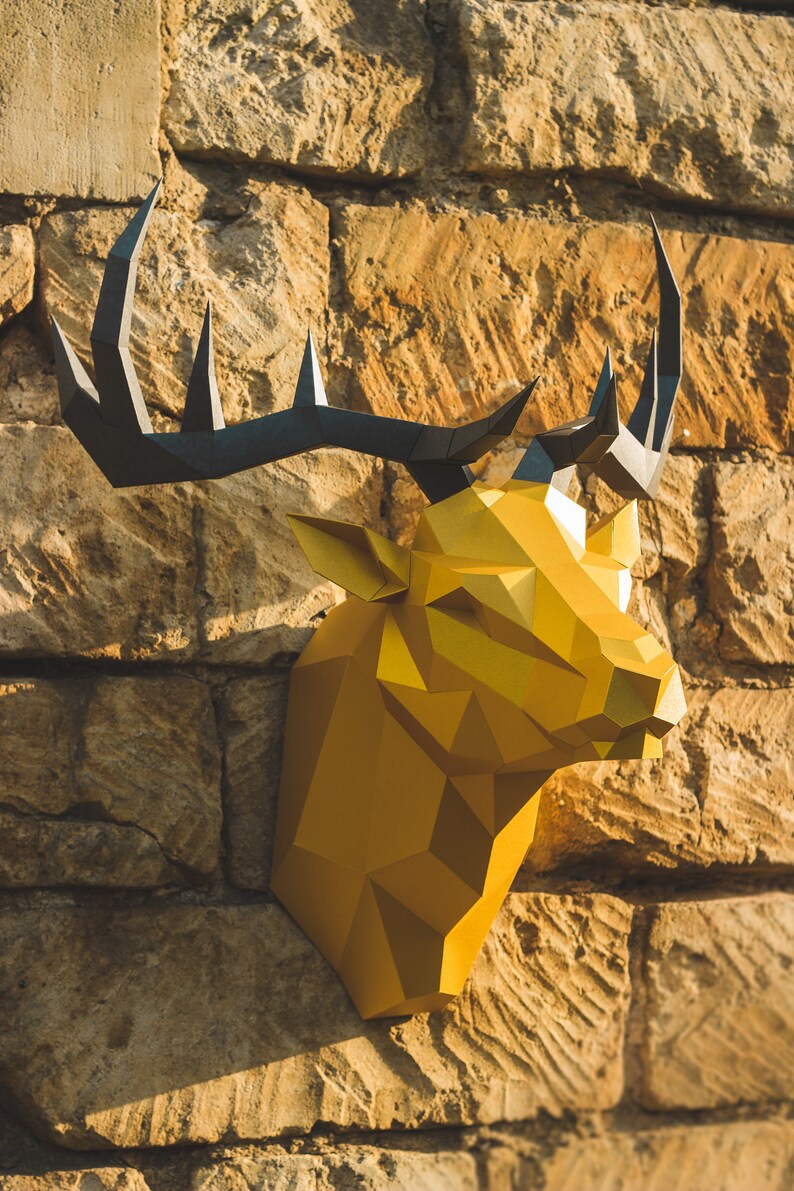 Papercraft 3D BIG DEER HEAD Low Poly Paper Sculpture DIy gift Etsy