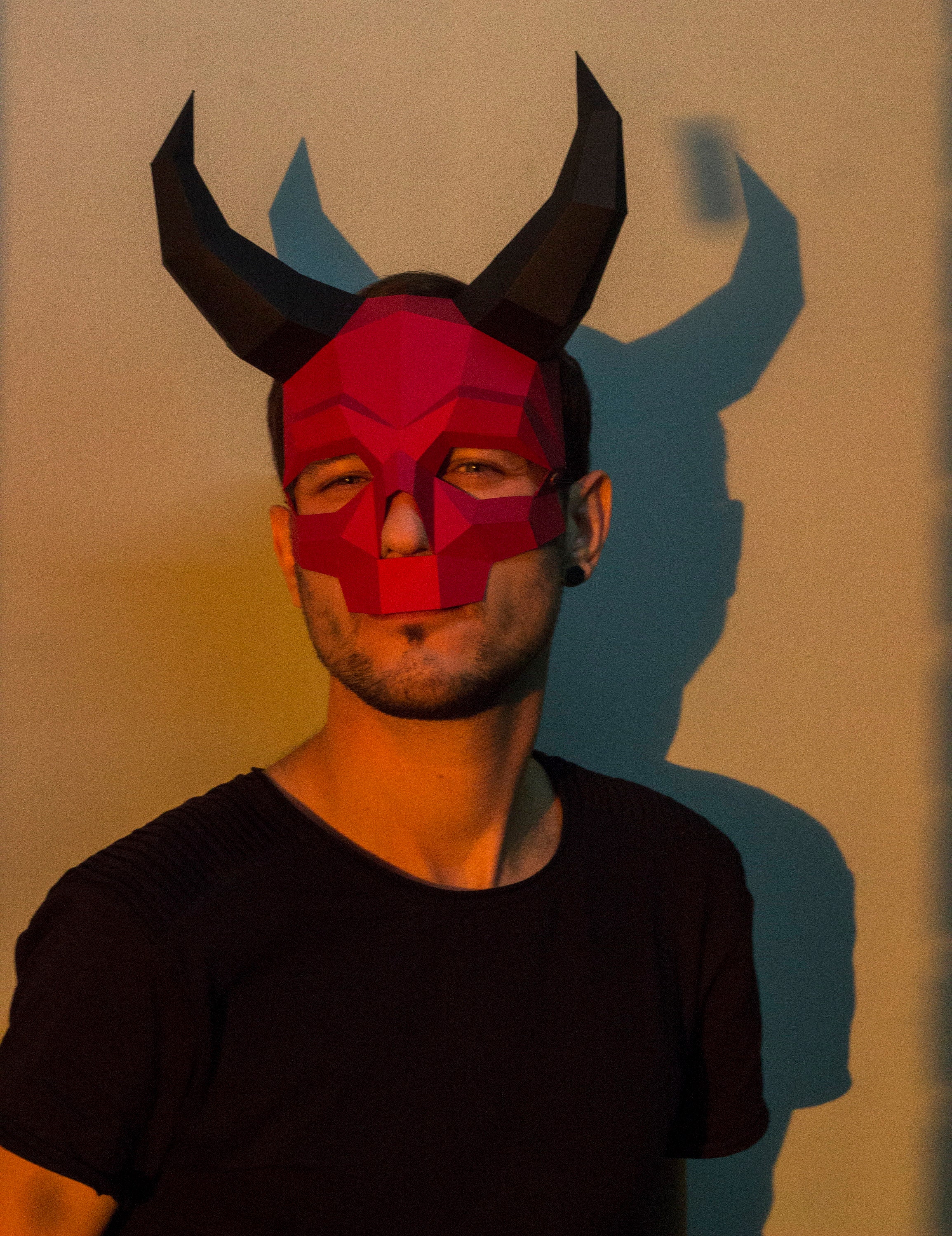 Papercraft 3D HORNED SKULL MASK 1 Halloween Pepakura Carnival Etsy