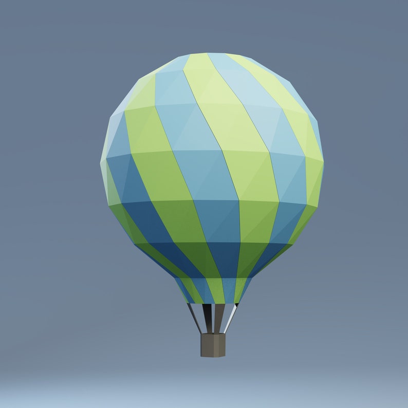 Papercraft 3D hot air balloon 1 pepakura Low Poly Paper | Etsy