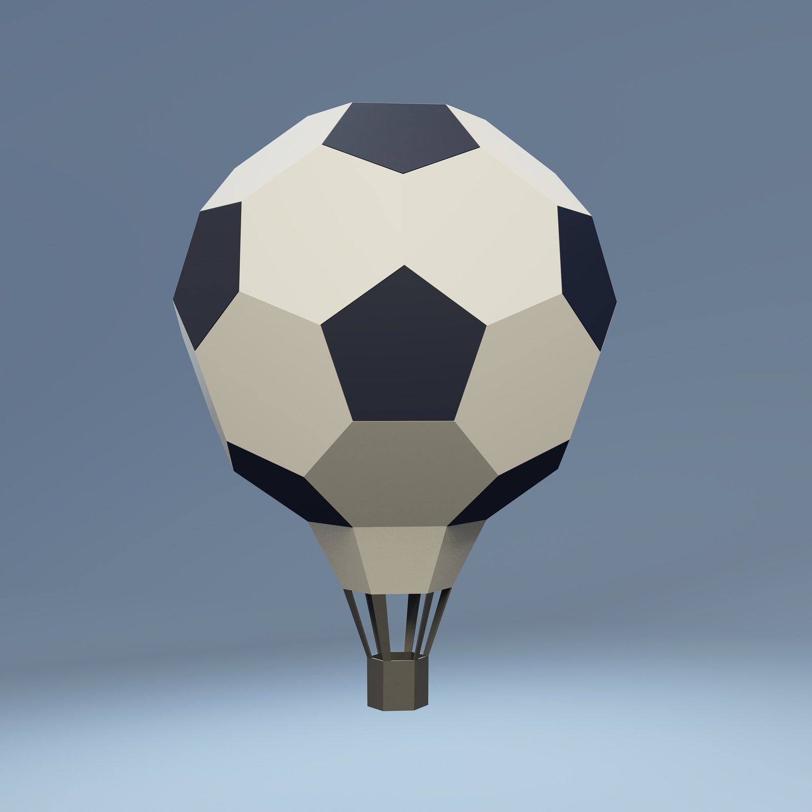 Papercraft 3D hot air balloon 4 pepakura Low Poly Paper | Etsy