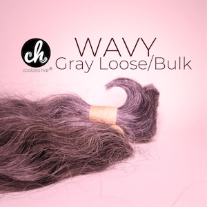 WAVY GRAY Loose Hair Raw Remy Indian Temple Hair Bulk Bundle