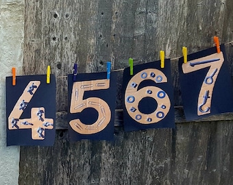 Junk DNA Numerals 4-7: Preschool Math Printable (A4 PDF)